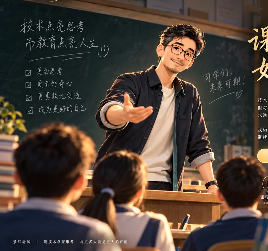 温暖的教室，景然老师与学生在真实课堂中交流